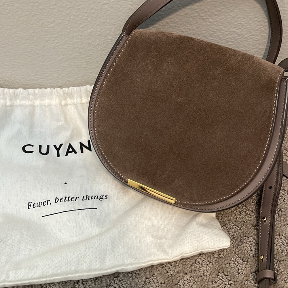 Cuyana 🩶Small Suede Crossbody Saddle Bag